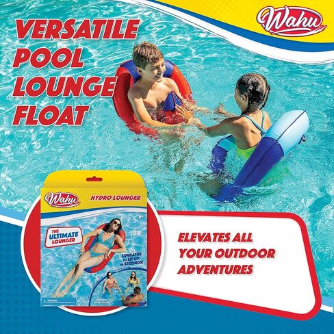 WAHU Hydro Lounger Versatile Pool Lounge Float for Sunbathing, Inflatable Beach and Pool Float Lounger with Inflate/Deflate Valve, Blue/Light Blue in Kuwait