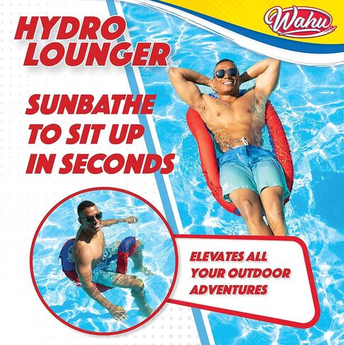 WAHU Hydro Lounger Versatile Pool Lounge Float for Sunbathing, Inflatable Beach and Pool Float Lounger with Inflate/Deflate Valve, Blue/Light Blue in Kuwait