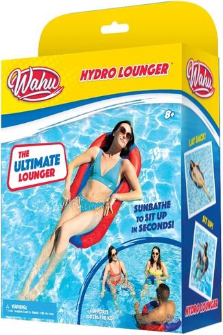 WAHU Hydro Lounger Versatile Pool Lounge Float for Sunbathing, Inflatable Beach and Pool Float Lounger with Inflate/Deflate Valve, Blue/Light Blue in Kuwait