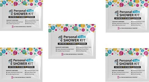 Compact Personal Shower Kit To-Go (Multi-Color) – Your Hygiene Companion for Travel, Gym, Camping | Shower on the Go | Shampoo, Soap, Towel. All in One (50) in Kuwait