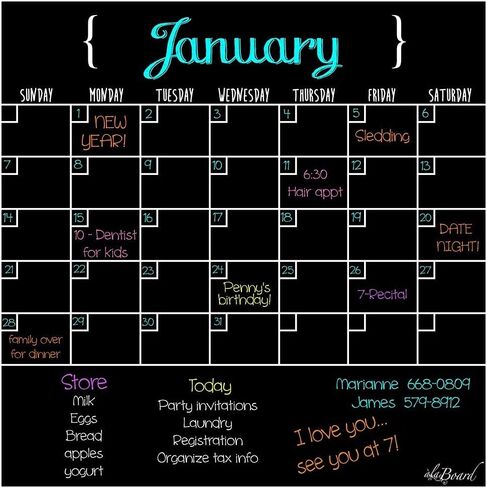 Black Dry Erase Magnet Calendar in Kuwait