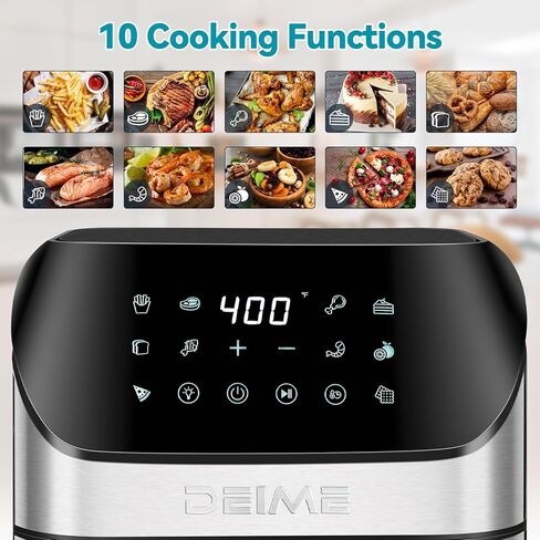 Air Fryer 6.2 QT Large Capacity Oilless Hot Air Fryers Oven 1500W Healthy Cooker with 10 Presets, Digital LCD Touch Screen, Visual Cooking Window, Non-Stick Basket, Included Recipe (Silver-L) in Saudi Arabia