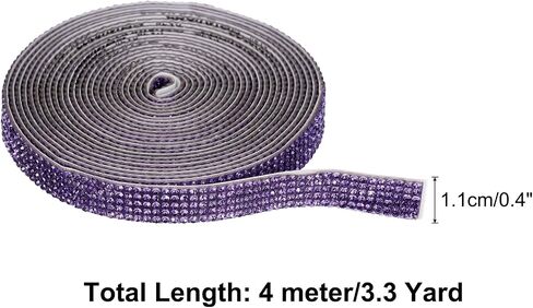 uxcell Crystal Rhinestone Ribbon Roll, 5 Rows of 4 Yard Self Adhesive Crystal Strips, Rhinestone Stickers for Arts Crafts Wedding Birthdays Decoration Violet in Saudi Arabia