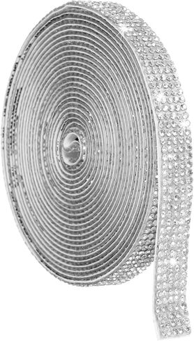 uxcell Crystal Rhinestone Ribbon Roll, 5 Rows of 4 Yard Self Adhesive Crystal Strips, Rhinestone Stickers for Arts Crafts Wedding Birthdays Decoration Violet in Saudi Arabia