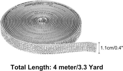 uxcell Crystal Rhinestone Ribbon Roll, 5 Rows of 4 Yard Self Adhesive Crystal Strips, Rhinestone Stickers for Arts Crafts Wedding Birthdays Decoration Violet in Saudi Arabia
