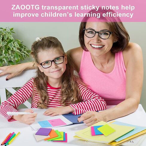 500 Sheets White Transparent Sticky Notes- 3 x 3 Inch- ZAOOTG Clear Sticky Notes Memo Pad Stickers for Annotating, Translucent Sticky Notes for Office & School Supplies (10 Pads, White) in Saudi Arabia