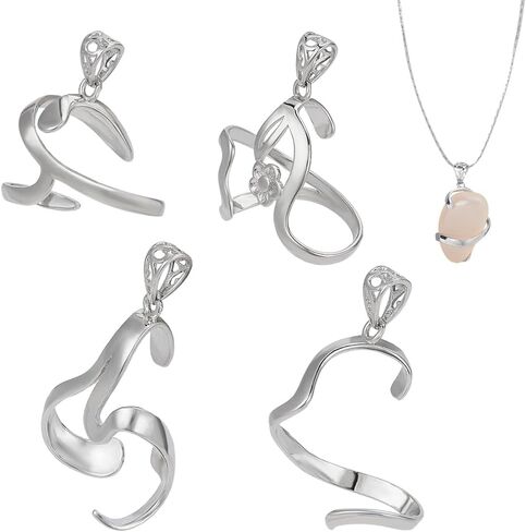NBeads 4 PCS Brass Blanks Prong Pendant Pendant ، 4 أنماط مخلب قلادة قلادة غير منتظمة قلادة قلادة فارغة مدي قلادة المعادن لـ DIY Gemstone Making Jewelry Making ، Platinum in Saudi Arabia