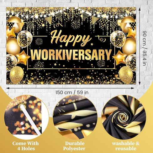 Happy Work Anniversary Decorations Rose Gold Happy Workiversary Banner Honeycomb Centerpieces Hanging Swirls Tissue Paper Pompoms Sash Set for Women Office Employee Worker Appreciation Party Supplies in Saudi Arabia