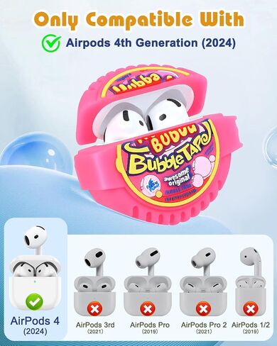 Toyuma for AirPods 4 Case Cute Kawaii Cartoon - Funny 3D Soft Silicone Case Cover with Keychain & Cleaner Kit for Women Girls Teens Character Fun Fashion Design Protective Case for Airpods 4,Bianfu in Saudi Arabia