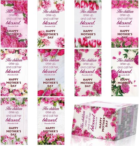 200 PCS بطاقات الصلاة عيد الأم ، الزهور الوردية الزهور الوردي ، عيد أم سعيد أمثال جيب 31: 28 بطاقات صلاة الجيب الدينية المسيحية لأمي مواهب كنيسة وزارة النساء in Kuwait