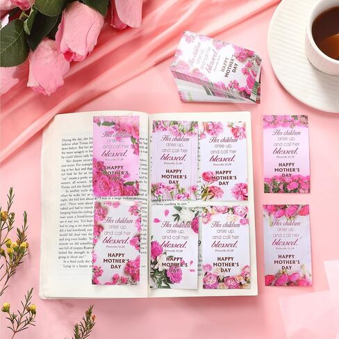 200 PCS بطاقات الصلاة عيد الأم ، الزهور الوردية الزهور الوردي ، عيد أم سعيد أمثال جيب 31: 28 بطاقات صلاة الجيب الدينية المسيحية لأمي مواهب كنيسة وزارة النساء in Kuwait