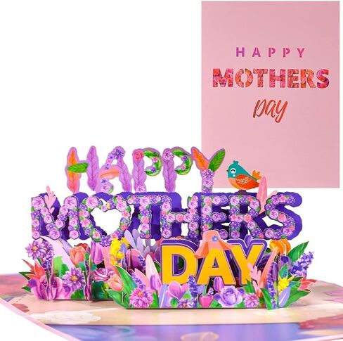 Mother's Day Card - 3D Floral Greeting Card with Heartfelt Message,Mothers Day Gifts, Elegant Handcrafted Design, Mother's Day Gift for Mom, Wife, Grandma - Premium Quality Paper & Envelope Included in Kuwait