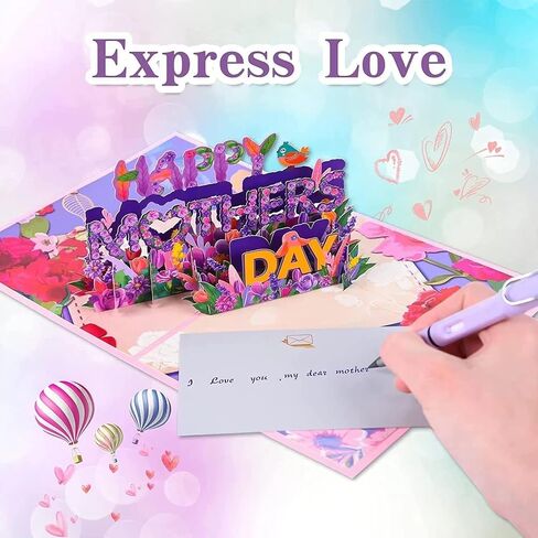 Mother's Day Card - 3D Floral Greeting Card with Heartfelt Message,Mothers Day Gifts, Elegant Handcrafted Design, Mother's Day Gift for Mom, Wife, Grandma - Premium Quality Paper & Envelope Included in Kuwait