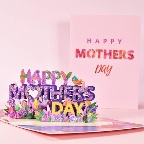 Mother's Day Card - 3D Floral Greeting Card with Heartfelt Message,Mothers Day Gifts, Elegant Handcrafted Design, Mother's Day Gift for Mom, Wife, Grandma - Premium Quality Paper & Envelope Included in Kuwait