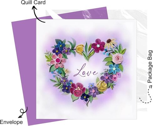 Mother's Day Card, Colorful Flower Heart Card, LOVE Greeting Card, Romantic Quilling Quilled Card for Anniversary, Wedding, Valentine, for Mom Dad Couples Parents Friend (Flower Heart) in Saudi Arabia
