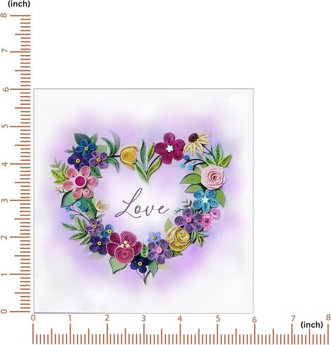 Mother's Day Card, Colorful Flower Heart Card, LOVE Greeting Card, Romantic Quilling Quilled Card for Anniversary, Wedding, Valentine, for Mom Dad Couples Parents Friend (Flower Heart) in Saudi Arabia
