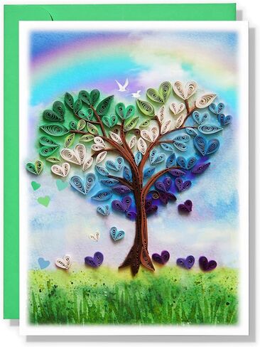 Mother's Day Card, Colorful Flower Heart Card, LOVE Greeting Card, Romantic Quilling Quilled Card for Anniversary, Wedding, Valentine, for Mom Dad Couples Parents Friend (Flower Heart) in Saudi Arabia