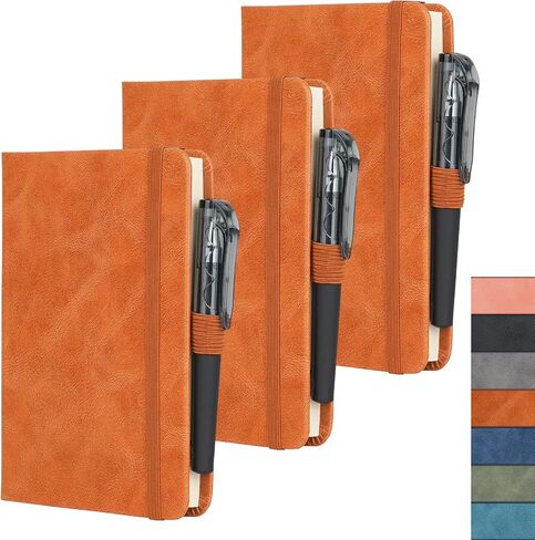 Pocket Notebook Journal for Women Men 3 Pack A6 Hardcover Leather with Pen Loop College Ruled Small Mini Notebook for Note Taking Travel Work School Lined Navy Blue in Saudi Arabia