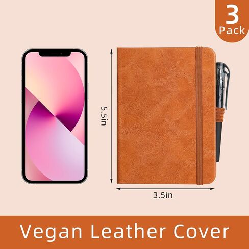 Pocket Notebook Journal for Women Men 3 Pack A6 Hardcover Leather with Pen Loop College Ruled Small Mini Notebook for Note Taking Travel Work School Lined Navy Blue in Saudi Arabia