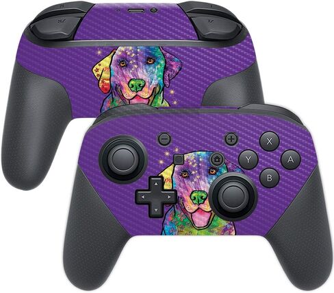 MightySkins Carbon Fiber Skin for Nintendo Switch Pro Controller - Golden Retriever Rainbow | Protective, Durable Textured Carbon Fiber Finish | Easy to Apply, Remove | Made in The USA in Saudi Arabia