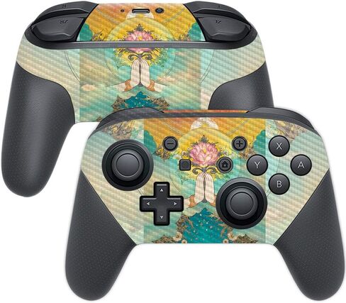 MightySkins Carbon Fiber Skin for Nintendo Switch Pro Controller - Golden Retriever Rainbow | Protective, Durable Textured Carbon Fiber Finish | Easy to Apply, Remove | Made in The USA in Saudi Arabia