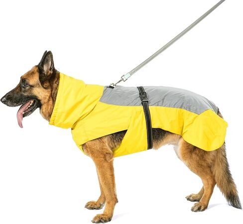 Dog Raincoat with Harness Built in,Outdoor Waterproof Puppy Rain Jacket for Small Dogs,Adjustable Waist by Strap Doggie Rain Coats,Yellow XS in Saudi Arabia