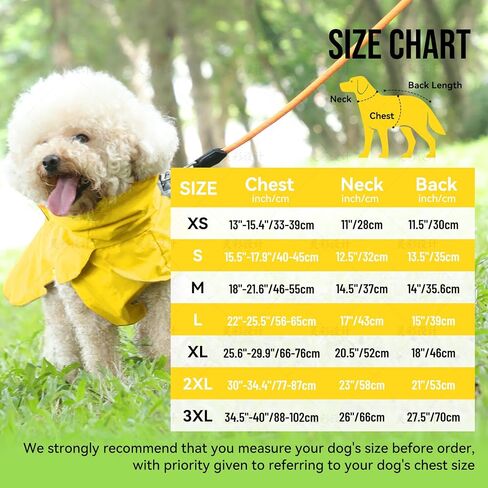 Dog Raincoat with Harness Built in,Outdoor Waterproof Puppy Rain Jacket for Small Dogs,Adjustable Waist by Strap Doggie Rain Coats,Yellow XS in Saudi Arabia