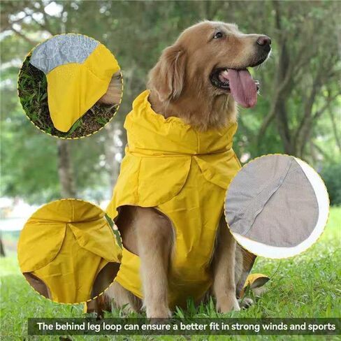 Dog Raincoat with Harness Built in,Outdoor Waterproof Puppy Rain Jacket for Small Dogs,Adjustable Waist by Strap Doggie Rain Coats,Yellow XS in Saudi Arabia
