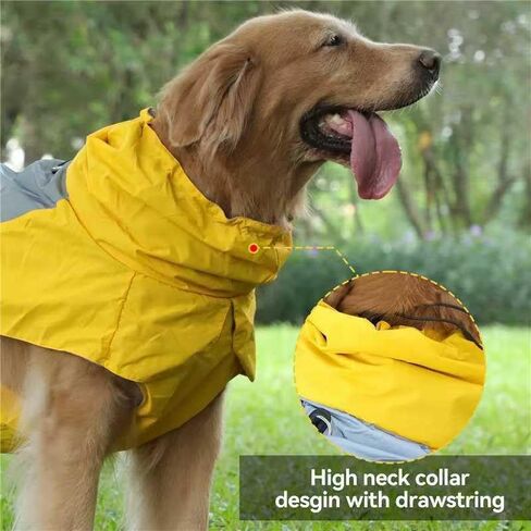 Dog Raincoat with Harness Built in,Outdoor Waterproof Puppy Rain Jacket for Small Dogs,Adjustable Waist by Strap Doggie Rain Coats,Yellow XS in Saudi Arabia