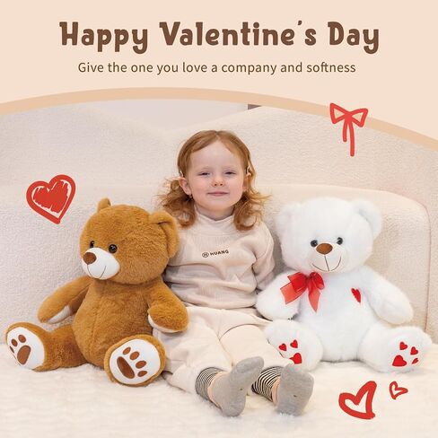Teddy Bear Stuffed Animal, 15 inch Stuffed Teddy Bear with Footprints, Brown Bear Stuffed Animal Gifts for Kids Baby Toddlers on Baby Shower, Valentine's Day in Saudi Arabia