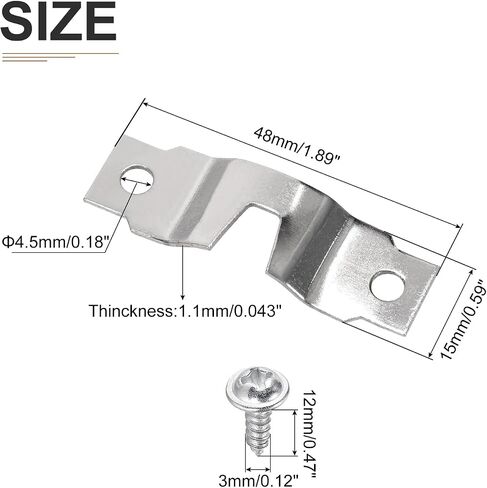 48mm x 15mm x 5mm U Type Hook Good for Frames with Screws - 20Pcs - Good for Hanging Paintings - Picture Frame Hook Photos - Silver Tone in Saudi Arabia