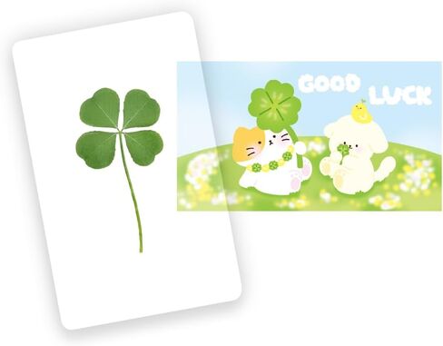 Genuine Real Four-Leaf Clover Bookmark, Elegant Bookmark, Smartphone, Wallet Coated Gift Thank You Card Four-Leaf Clover Gift (Fine Art Card) in Saudi Arabia