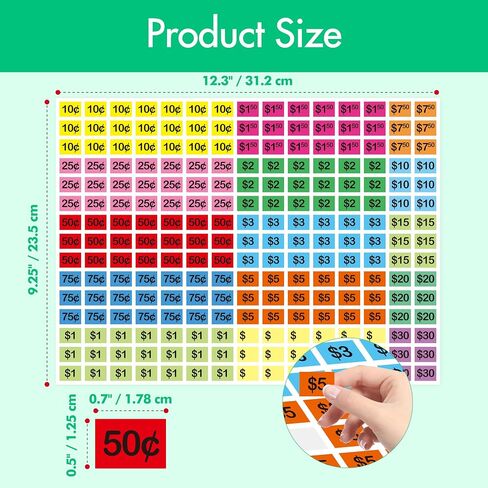 3840 PCS Pre-Priced Pricing Stickers, 4 Bright Colors Sale Label (Yellow/Red/Green/Cyan), Price Tag Stickers for Yard/Garage Sale, Flea Market (3/4" in Diameter) in Kuwait