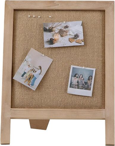 SOFE Linen Desk Bulletin Board Small, 12"×15" Cute Fabric Pin Board White Wash Wood Framed, Tabletop Freestanding Display Photo Memo Vision Board, Rustic Notice Board for Home Office School in Kuwait