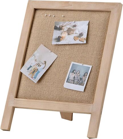 SOFE Linen Desk Bulletin Board Small, 12"×15" Cute Fabric Pin Board White Wash Wood Framed, Tabletop Freestanding Display Photo Memo Vision Board, Rustic Notice Board for Home Office School in Kuwait