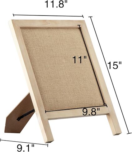 SOFE Linen Desk Bulletin Board Small, 12"×15" Cute Fabric Pin Board White Wash Wood Framed, Tabletop Freestanding Display Photo Memo Vision Board, Rustic Notice Board for Home Office School in Kuwait