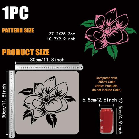 Pingerinspire Coffee Stamp Painting stencil 11.8x11.8 بوصة حبوب القهوة كوب النجوم قالب جوفاء وقت القهوة استنسل كلمات كبيرة لذيذة قالب مشوي يوميا in Kuwait