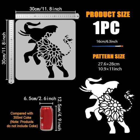 FINGERINSPIRE Mandala Elephant Stencil for Painting with Brush 11.8x11.8inch Reusable Elephant Pattern Template Hollowed Mandala Animal Stencil Plastic PET Animal Theme Template for DIY Crafts in Saudi Arabia