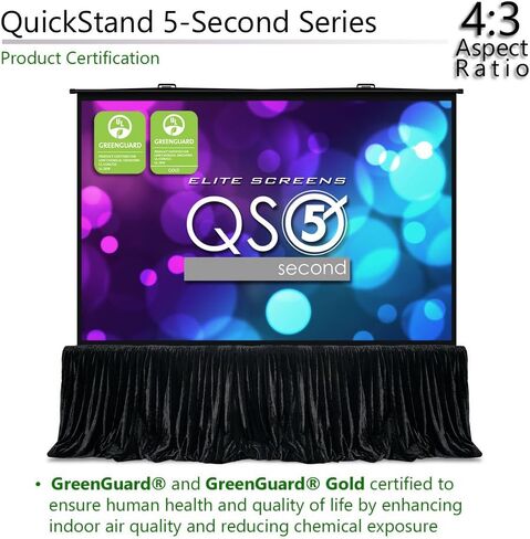Elite Screens QuickStand 5-Second Series, 180-INCH 16:9, Manual Pull Up Projector Screen, Movie Home Theater 8K / 4K Ultra HD 3D Ready, 2-YEAR WARRANTY, QS180HD in Kuwait