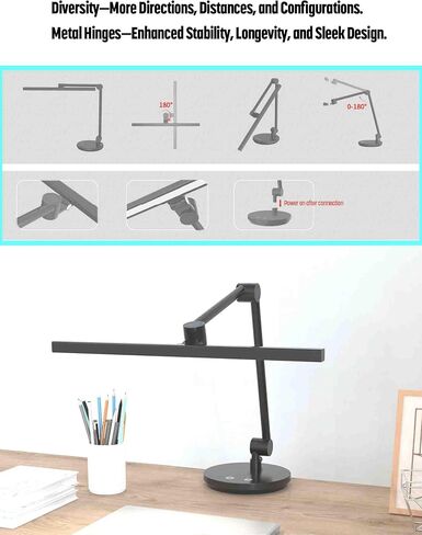Archdesk 18.9 'المصباح المكتبي: خافت ، دافئ ~ أبيض بارد قابل للتعديل ، مضاد للوهج ، مستشعر ، 10 واط LED ، حماية العين ، قابلة للطي ، مثالي للطلاء ، التصميم ، العمل ، الدراسة ، القراءة والمكتب (أسود) in Kuwait