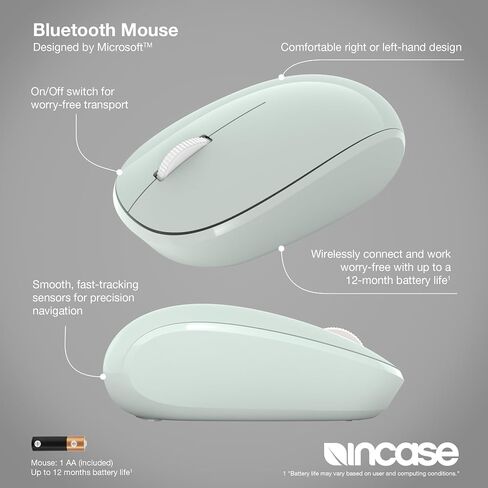 Incase Bluetooth Mouse - Designed by Microsoft - Compact, Comfortable, Right/Left Hand Use, 4-Way Scroll Wheel, Wireless Bluetooth Mouse for PC/Laptop/Desktop, Mac/Windows Computer (Black) in Kuwait