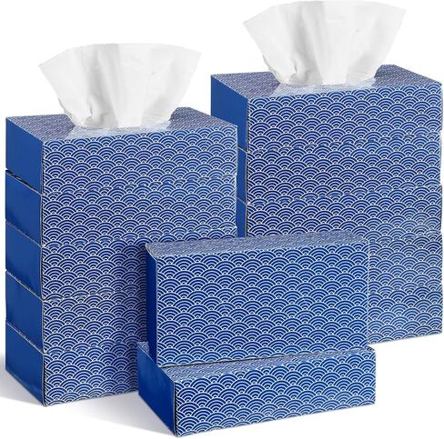 12 Packs 1560 Sheets Soft Facial Tissues Box Facial Tissues Four Patterns Box Tissues 2 Ply 130 Sheets Each Box Household Facial Tissues Fit for Bathroom Kitchen in Kuwait