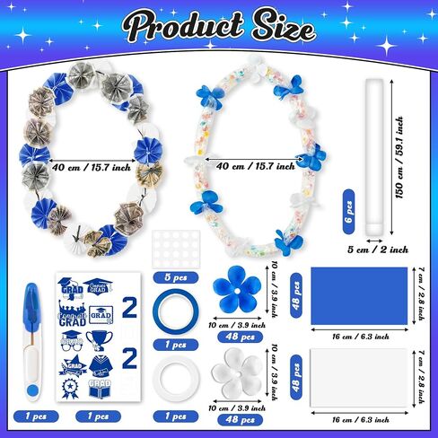 Watinc Graduation Candy Lei Making Kit ، 208pcs 2025 Money Lei مع قطع ملصقات الزهور ، لمدرسة تهانينا لتوفيرات الحفلات العليا للطلاب (Red Black White) in Saudi Arabia