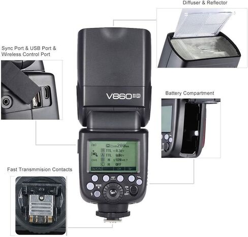 Godox V860II-N i-TTL 2.4G High Speed Sync 1/8000s GN60 Li-ion Battery Camera Flash Speedlite Light Compatible for Nikon Cameras & Godox XPro-N Wireless Flash Trigger Transmitter in Saudi Arabia