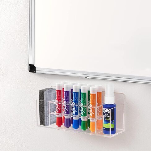 Magnetic Dry Erase Marker Holder Wall Mount, Acrylic 10 Slots Whiteboard Marker Holder for School, Office and Home, Eraser and Whiteboard Cleaner Not Included, Clear in Saudi Arabia