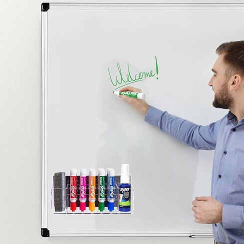 Magnetic Dry Erase Marker Holder Wall Mount, Acrylic 10 Slots Whiteboard Marker Holder for School, Office and Home, Eraser and Whiteboard Cleaner Not Included, Clear in Saudi Arabia
