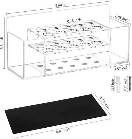 Magnetic Dry Erase Marker Holder Wall Mount, Acrylic 10 Slots Whiteboard Marker Holder for School, Office and Home, Eraser and Whiteboard Cleaner Not Included, Clear in Saudi Arabia