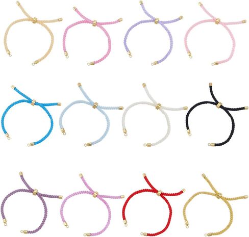 UNICRAFTALE 12Pcs 12 Colors Slider Bracelets Nylon Cord Chain Link Bracelet with Brass Findings Adjustable Bracelet Chains for Jewelry Making Findings for DIY Bracelet Making Women in Saudi Arabia