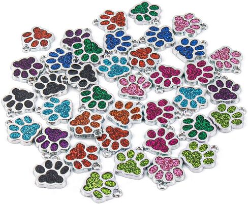 AUEAR, Animal Dog Cat Paw Print Charms Pendants Crystal Beads Glitter Footprint Snap Button for DIY Necklace Bracelet in Saudi Arabia