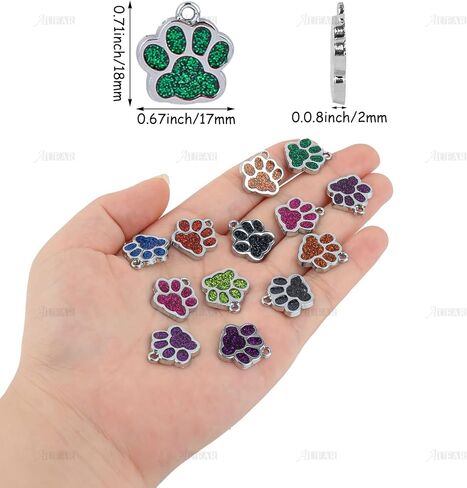 AUEAR, Animal Dog Cat Paw Print Charms Pendants Crystal Beads Glitter Footprint Snap Button for DIY Necklace Bracelet in Saudi Arabia